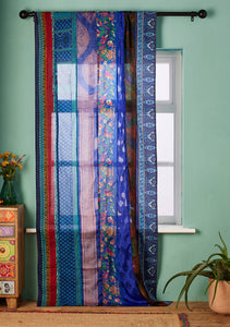 Recycled Sari Curtain Panel - Blue