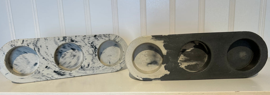 Concrete Trio Marble Tea Light-Marbel : ONE