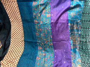 Recycled Sari Curtain Panel - Blue