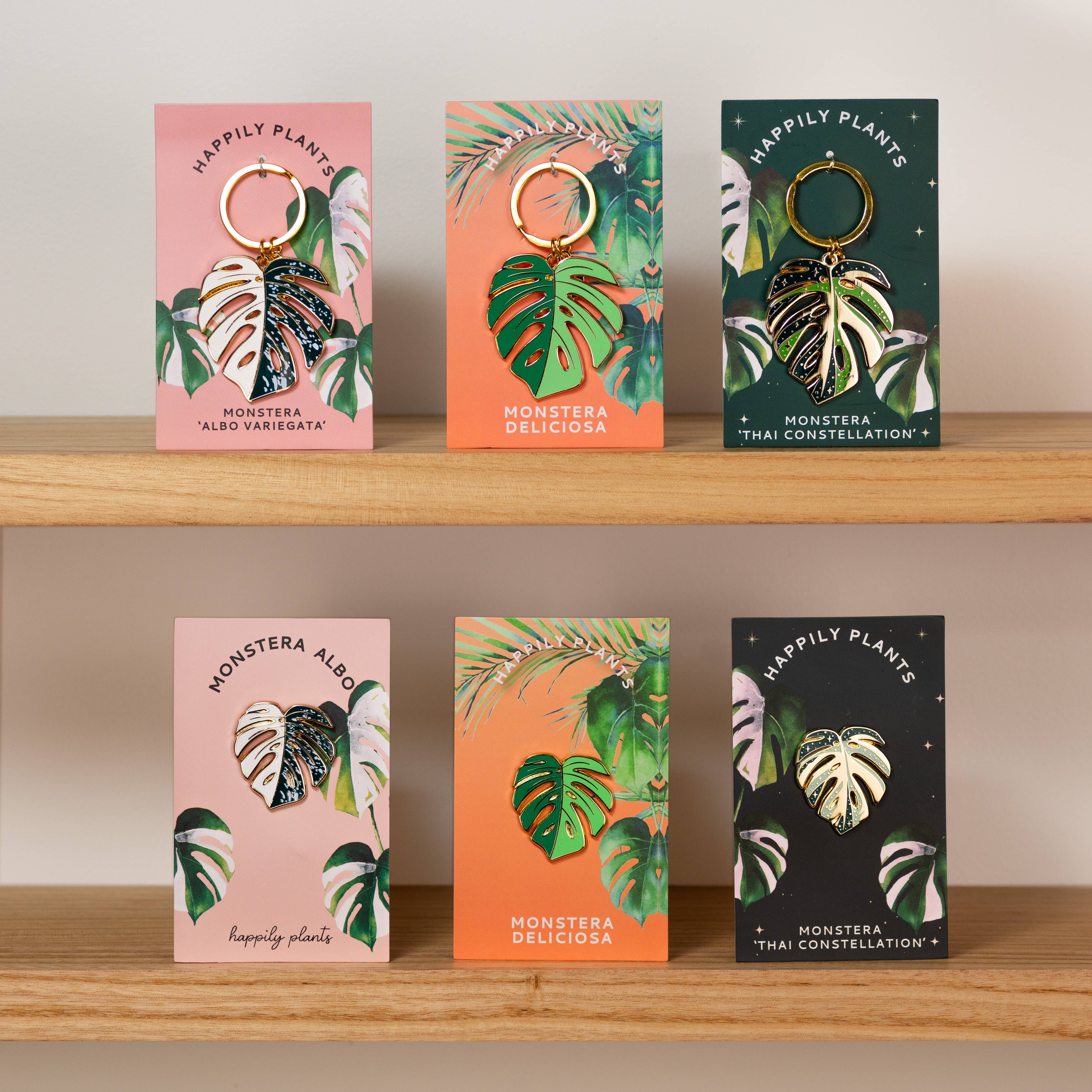 Monstera Thai Constellation Plant Keychain Charm Plant Gifts