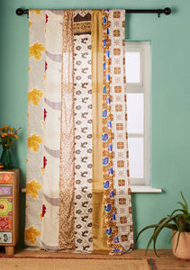 Recycled Sari Curtain Panel - White