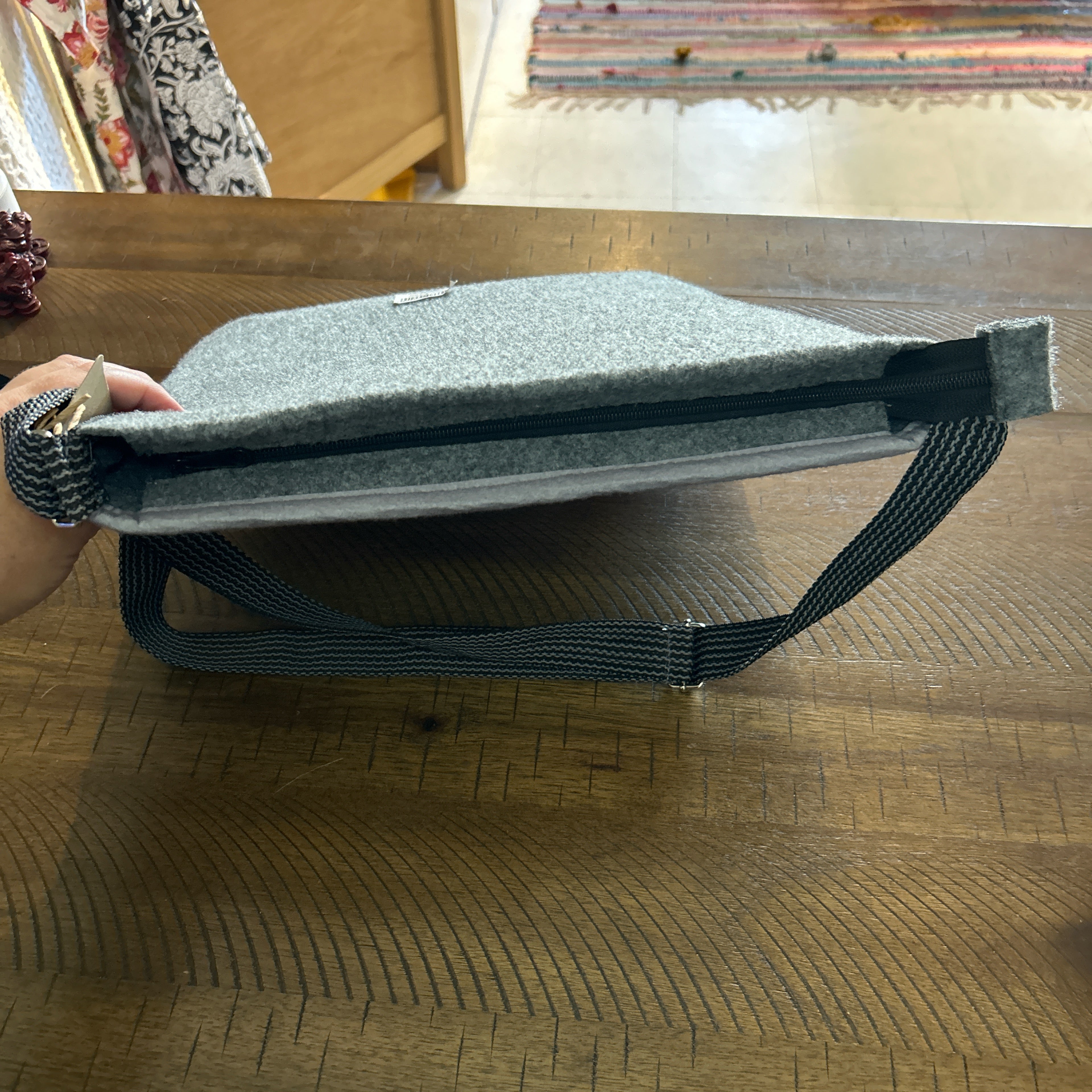 Monroe Grey Recycled Felt Shoulder Bag