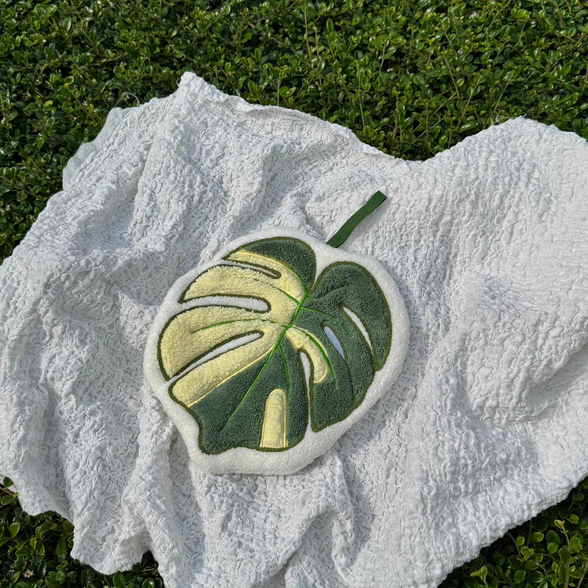 Variegated Monstera Leaf - Hanging Hand Towel