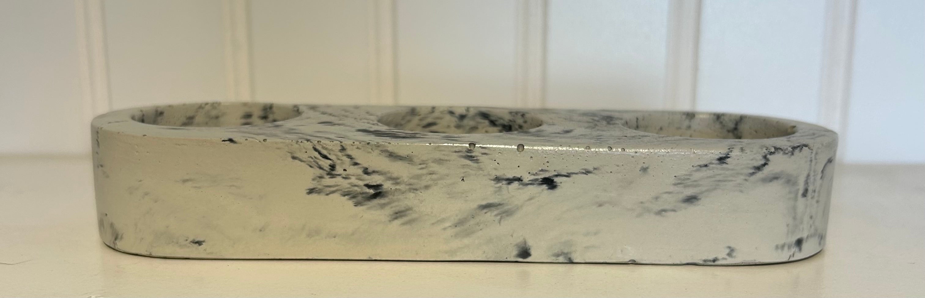 Concrete Trio Marble Tea Light-Marbel : ONE