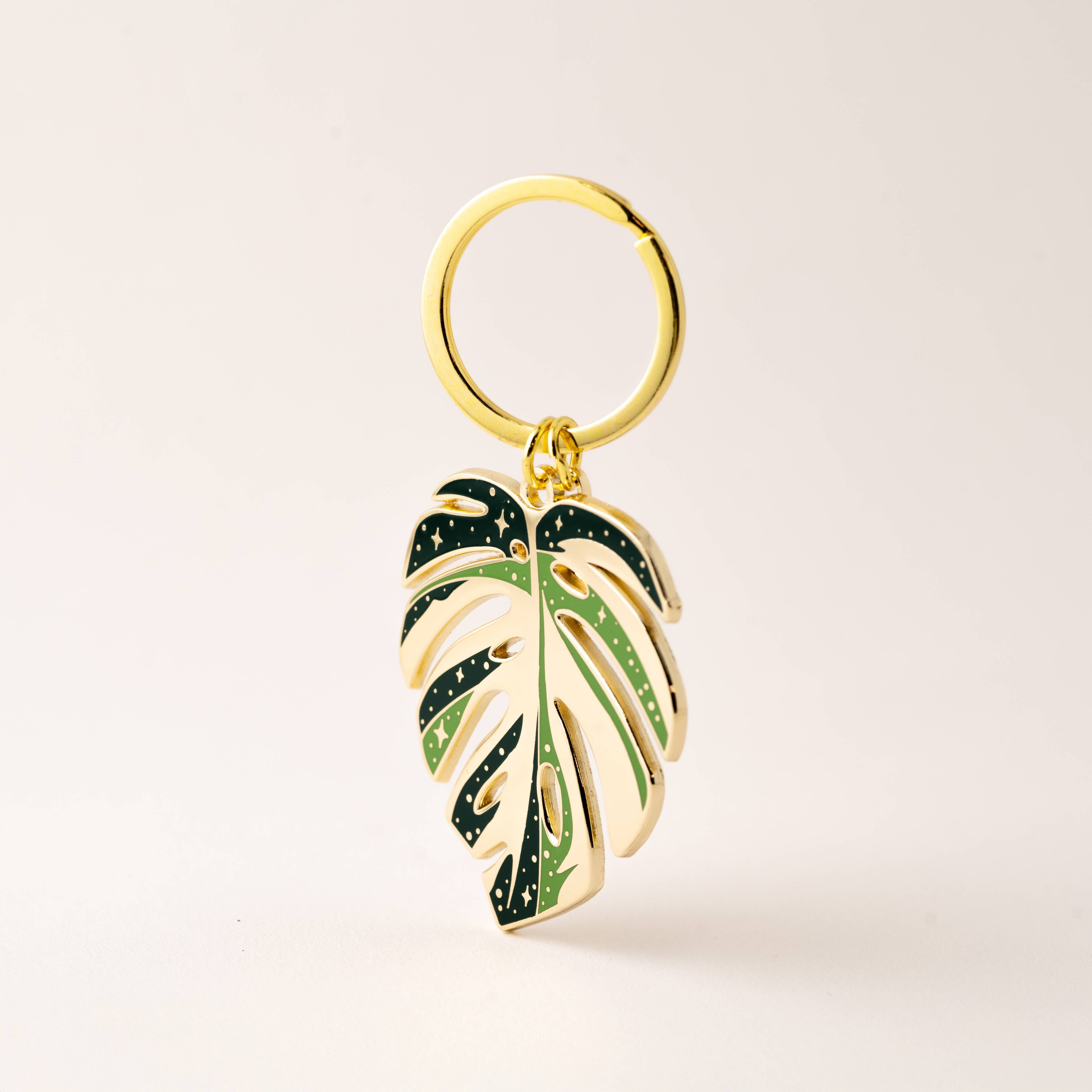 Monstera Thai Constellation Plant Keychain Charm Plant Gifts