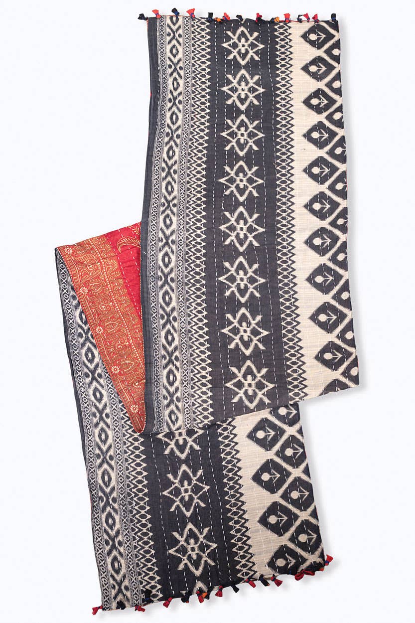 Black Kantha Table Runner