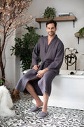 Waffle Kimono Spa Bathrobe for Men -  Absorbent, Lightweight
