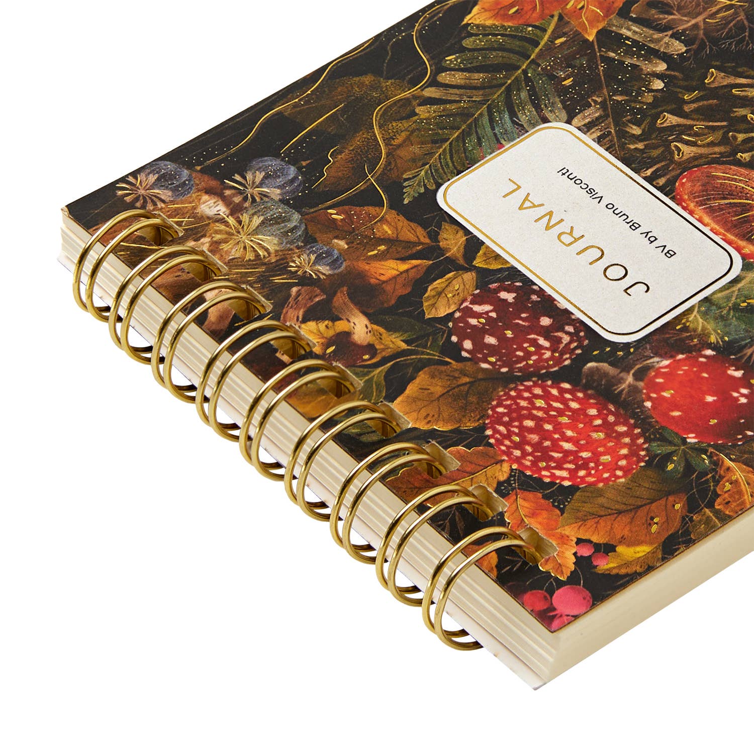 Mini Notebook with floral design and gold spiral binding on a white background