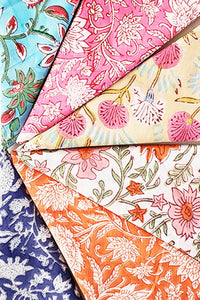 Floral Block Print Napkins, Set of 6