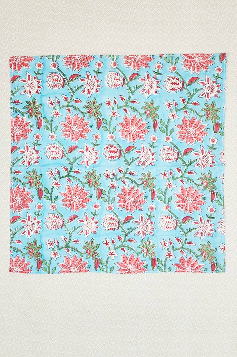 Floral Block Print Napkins, Set of 6