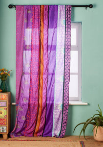 Recycled Sari Curtain Panel - Purple