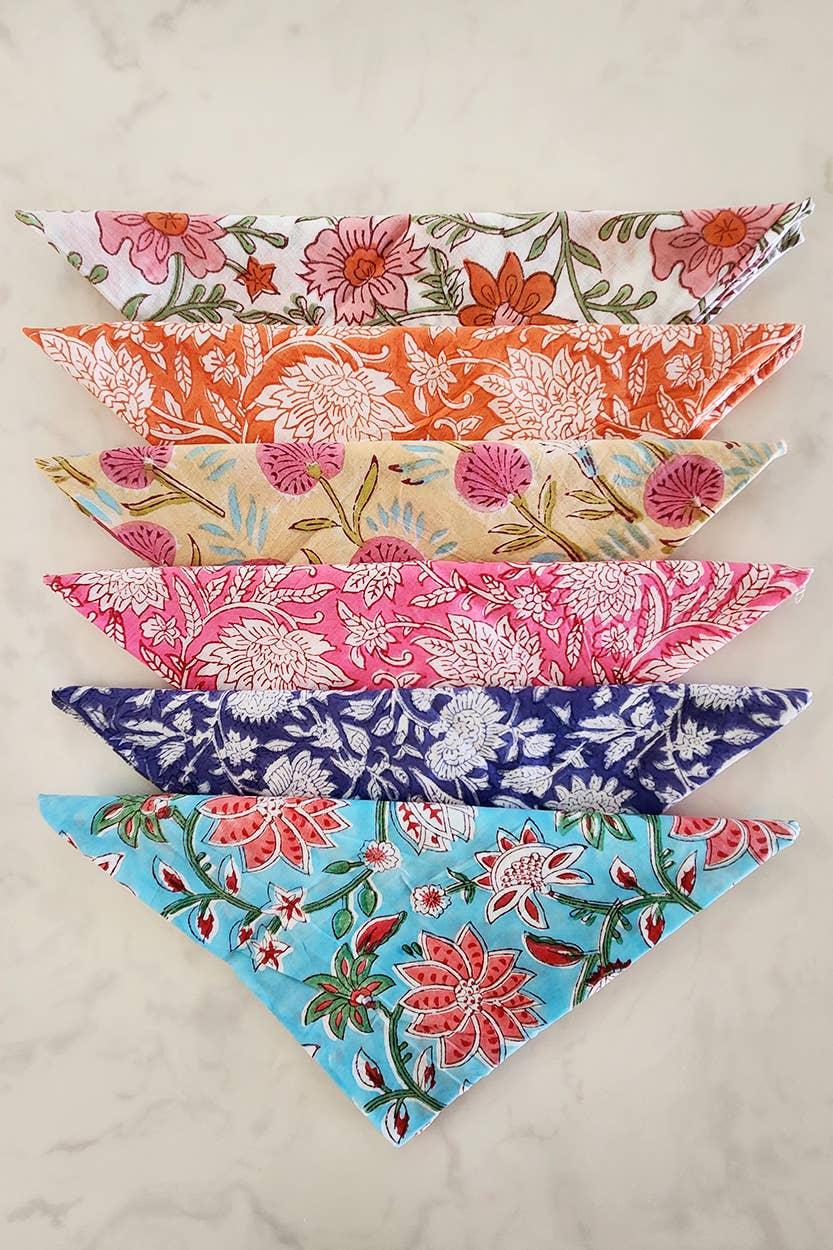 Floral Block Print Napkins, Set of 6