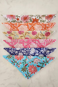 Floral Block Print Napkins, Set of 6