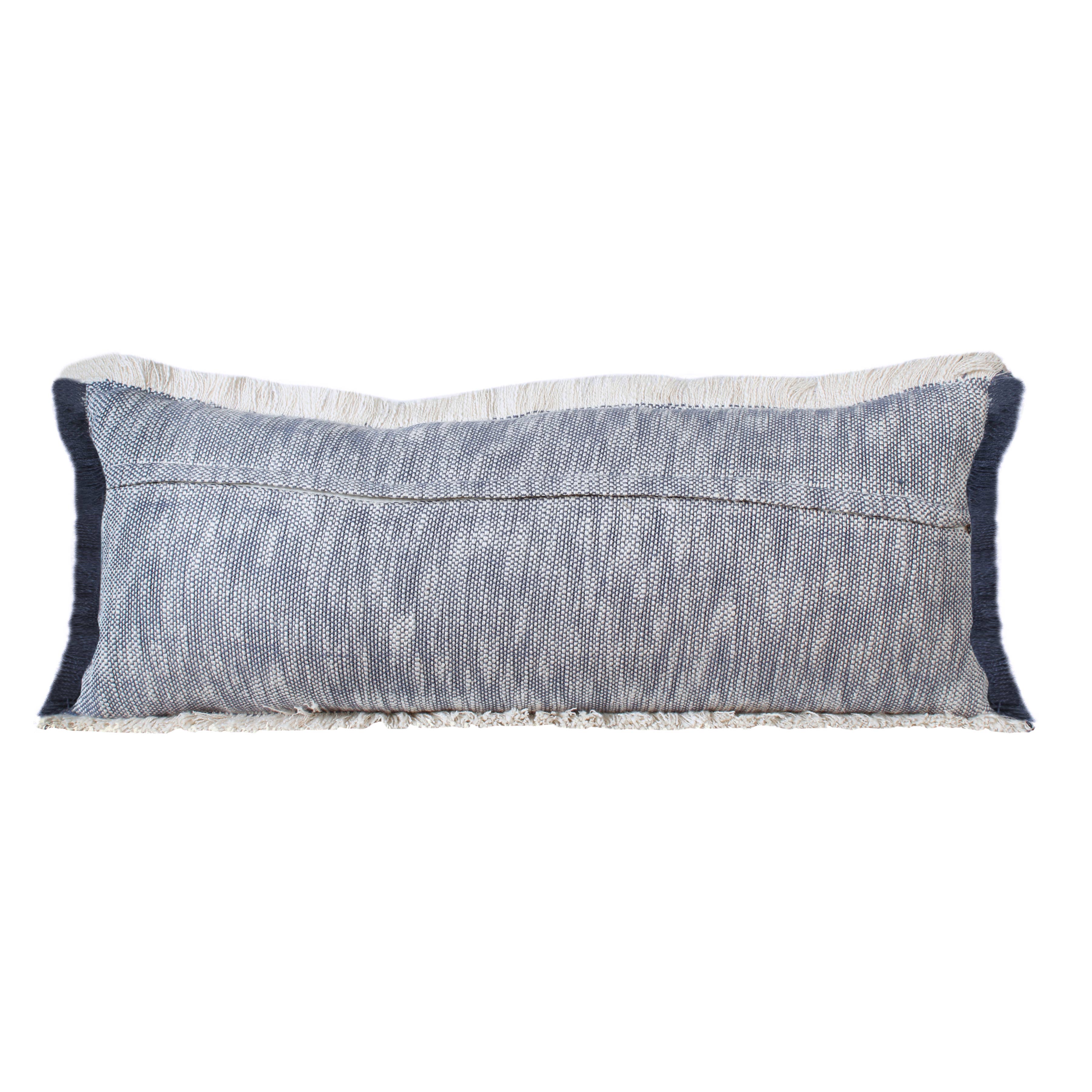 Two-Tone Fringe Woven Throw Pillow