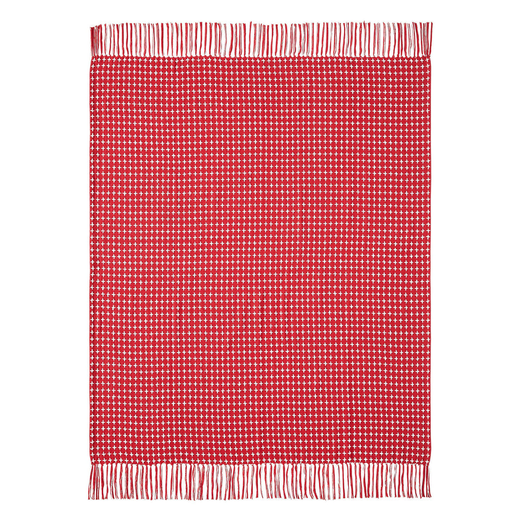 Gallen Red White Woven Throw 50x60