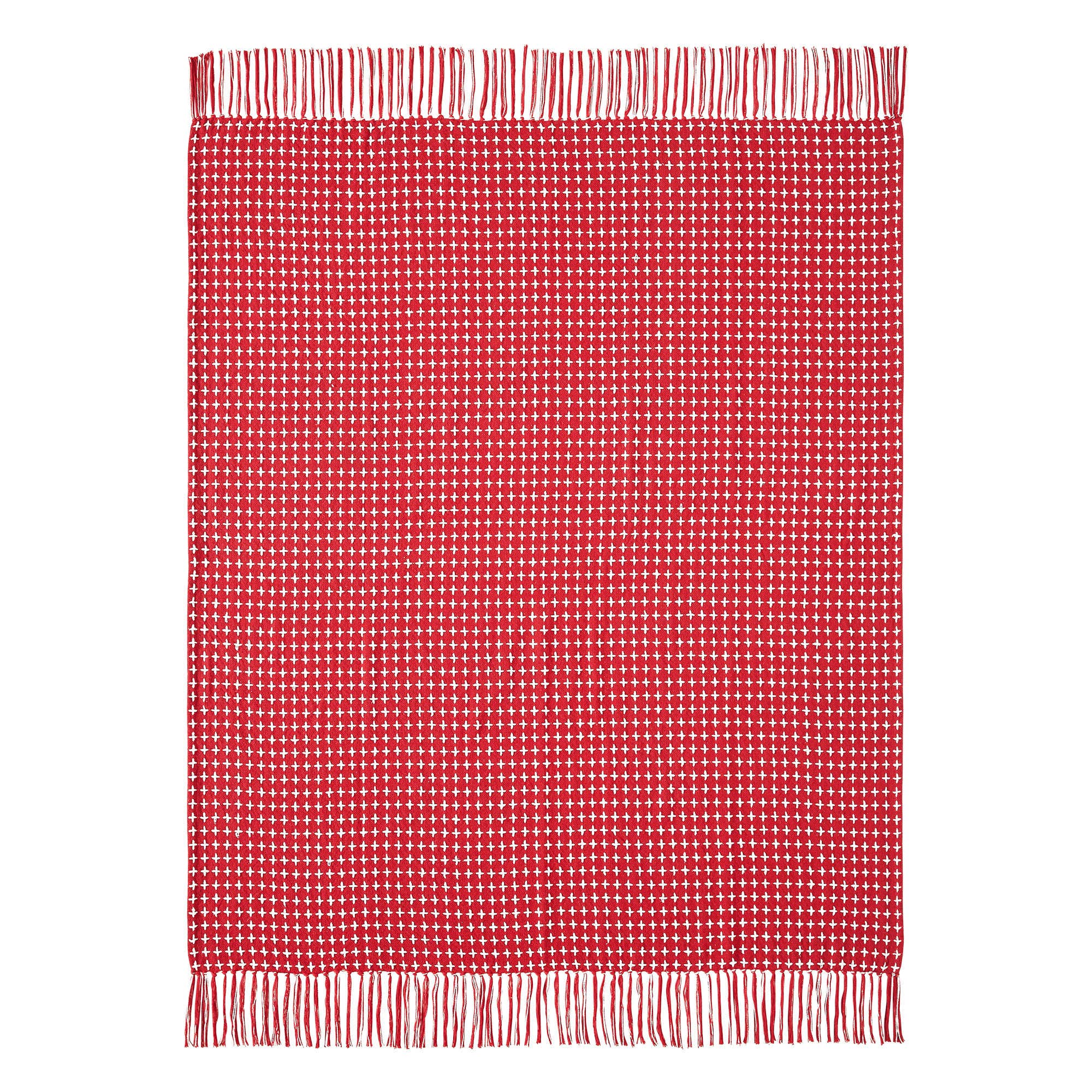 Gallen Red White Woven Throw 50x60