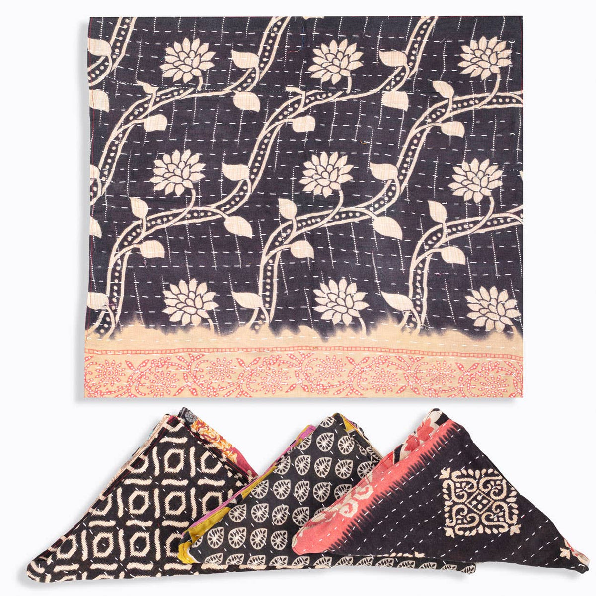 Black Kantha Napkins - Set of 4