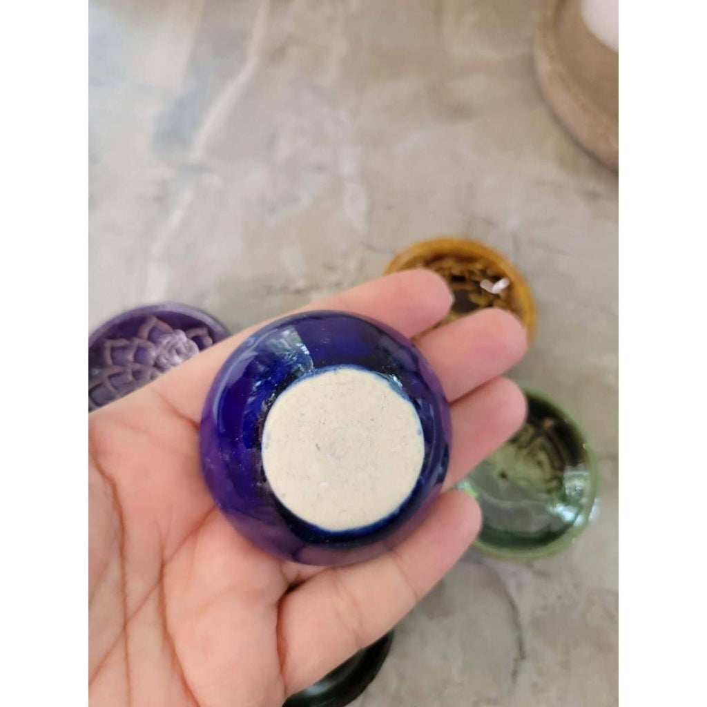 Handmade Ceramic Incense Burner Bowls Embossed Assorted