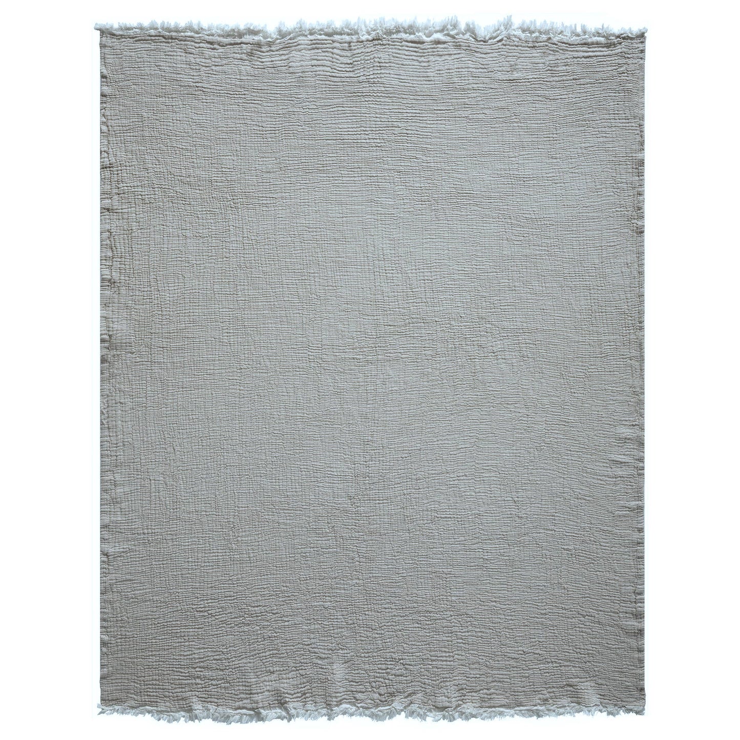 Sandy Turkish Crinkled Cotton Throw Blanket with Fringe