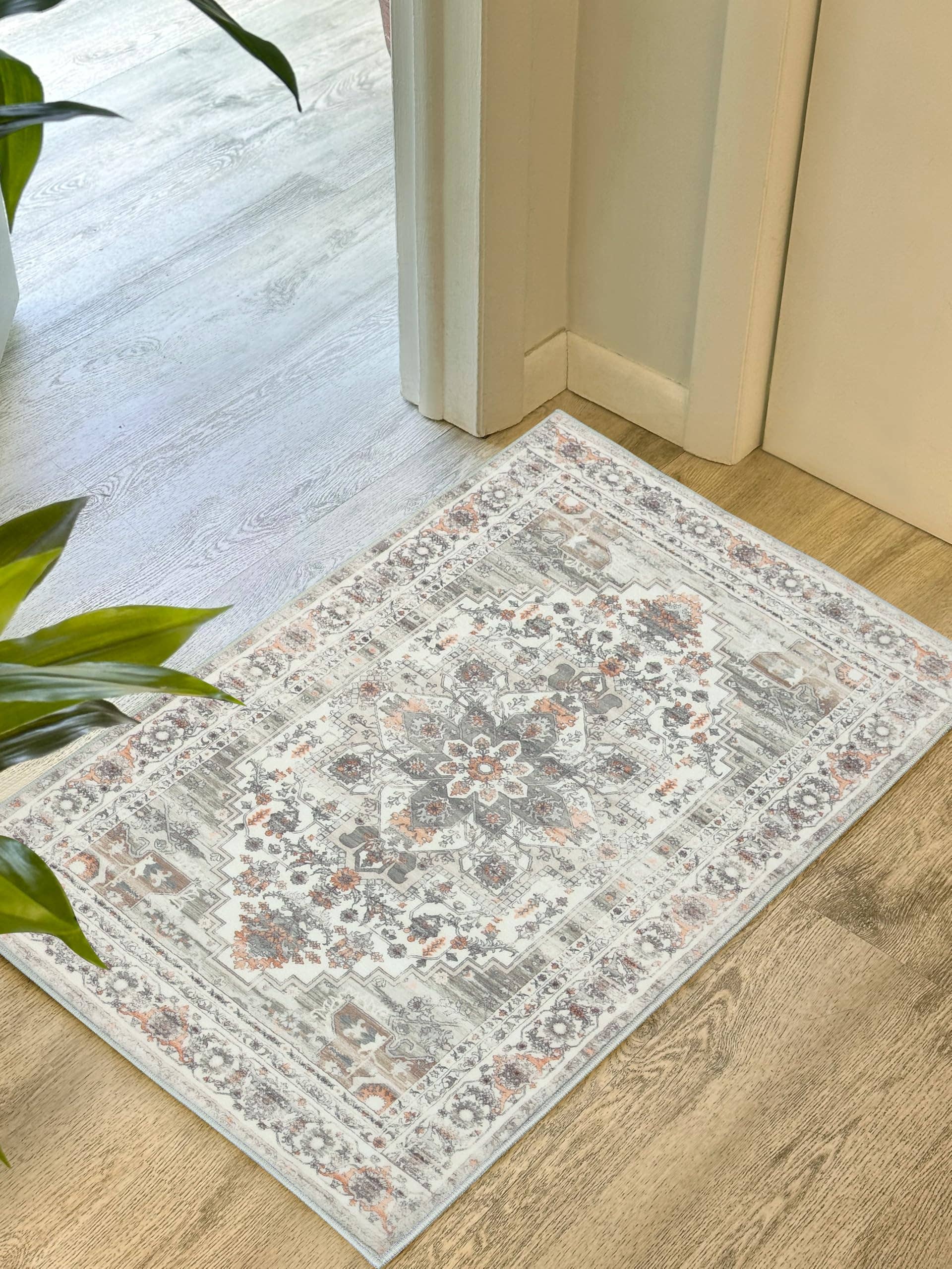 Area Rug Washable Non Slip Rubber Backing Boho Foldable Rugs