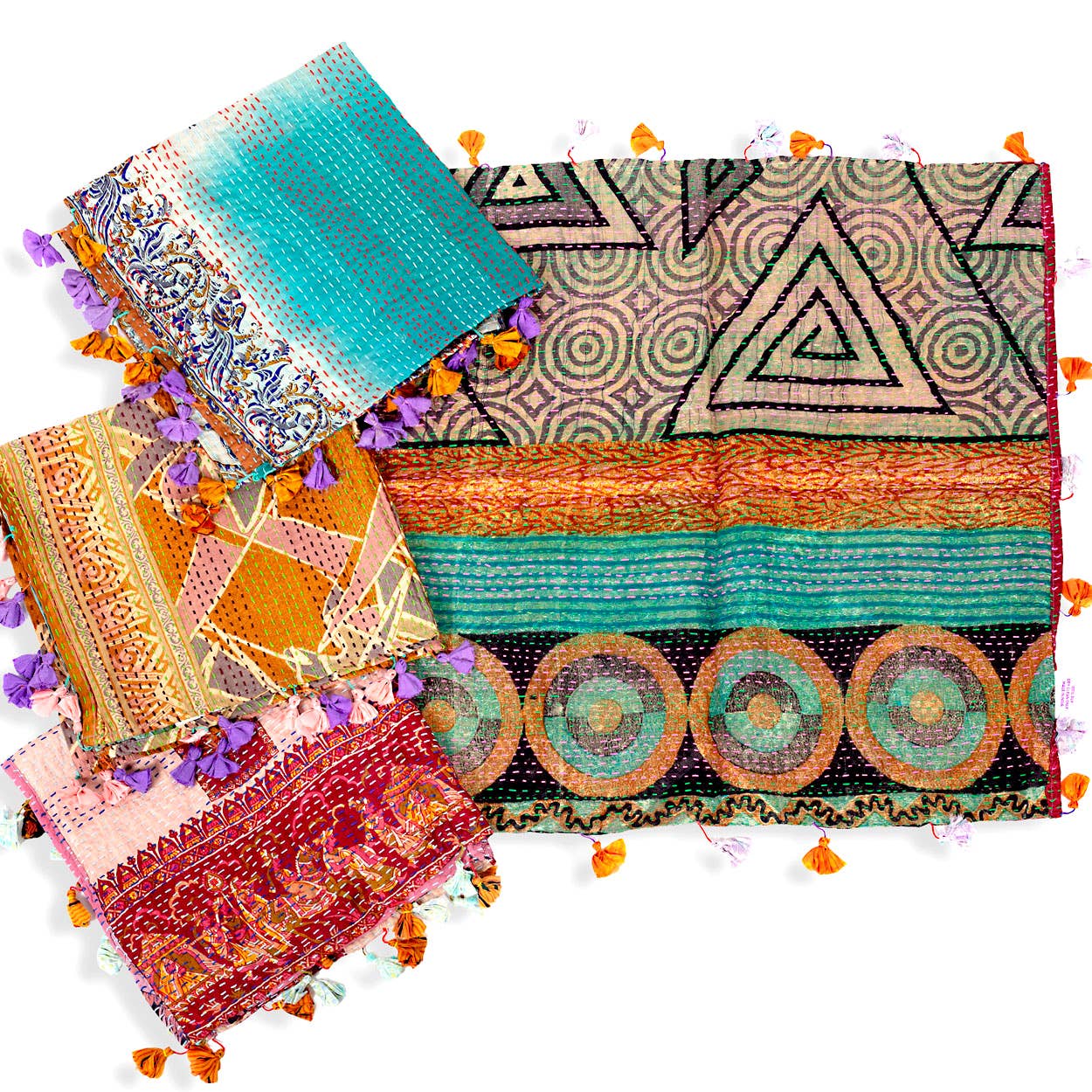 Silk Kantha Square Scarves