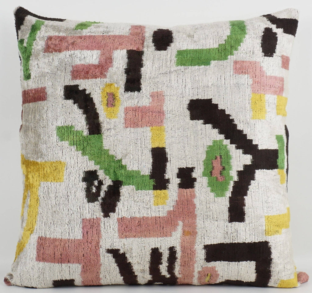 HANDMADE- IKAT SILK/VELVET PILLOWCASE 20"x20"
