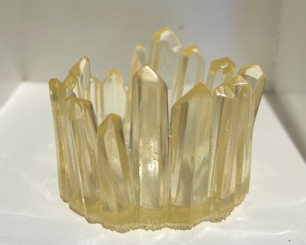 Crystal Quartz look Edge Tea Light Holder-Resin :2.5 D 2.25 H