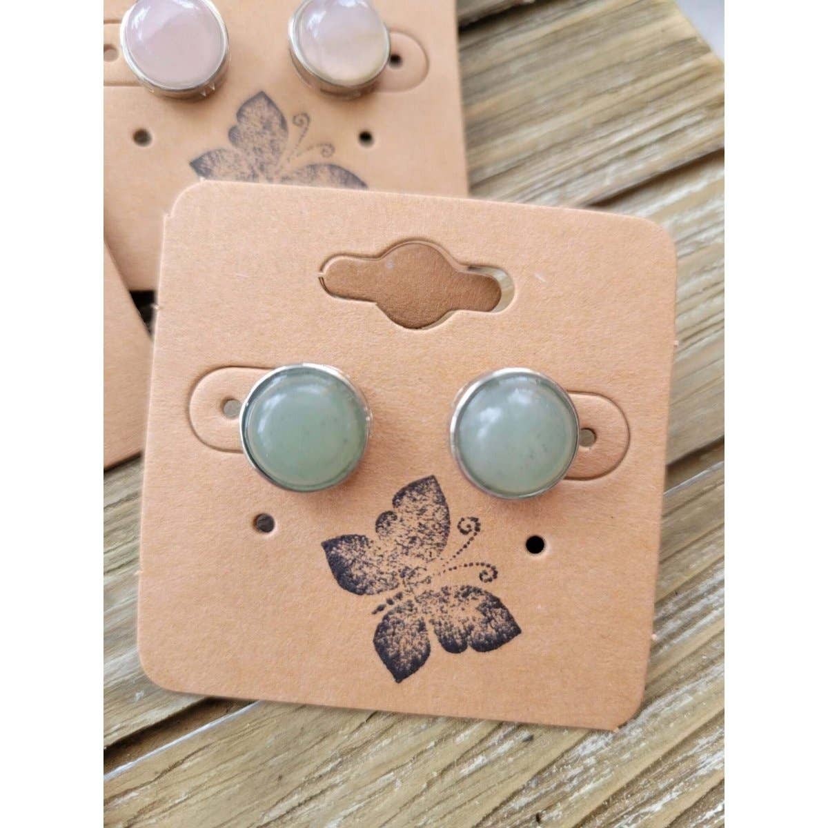 Stud Earrings, with Brass Findings, Half Round, Crystal Stud