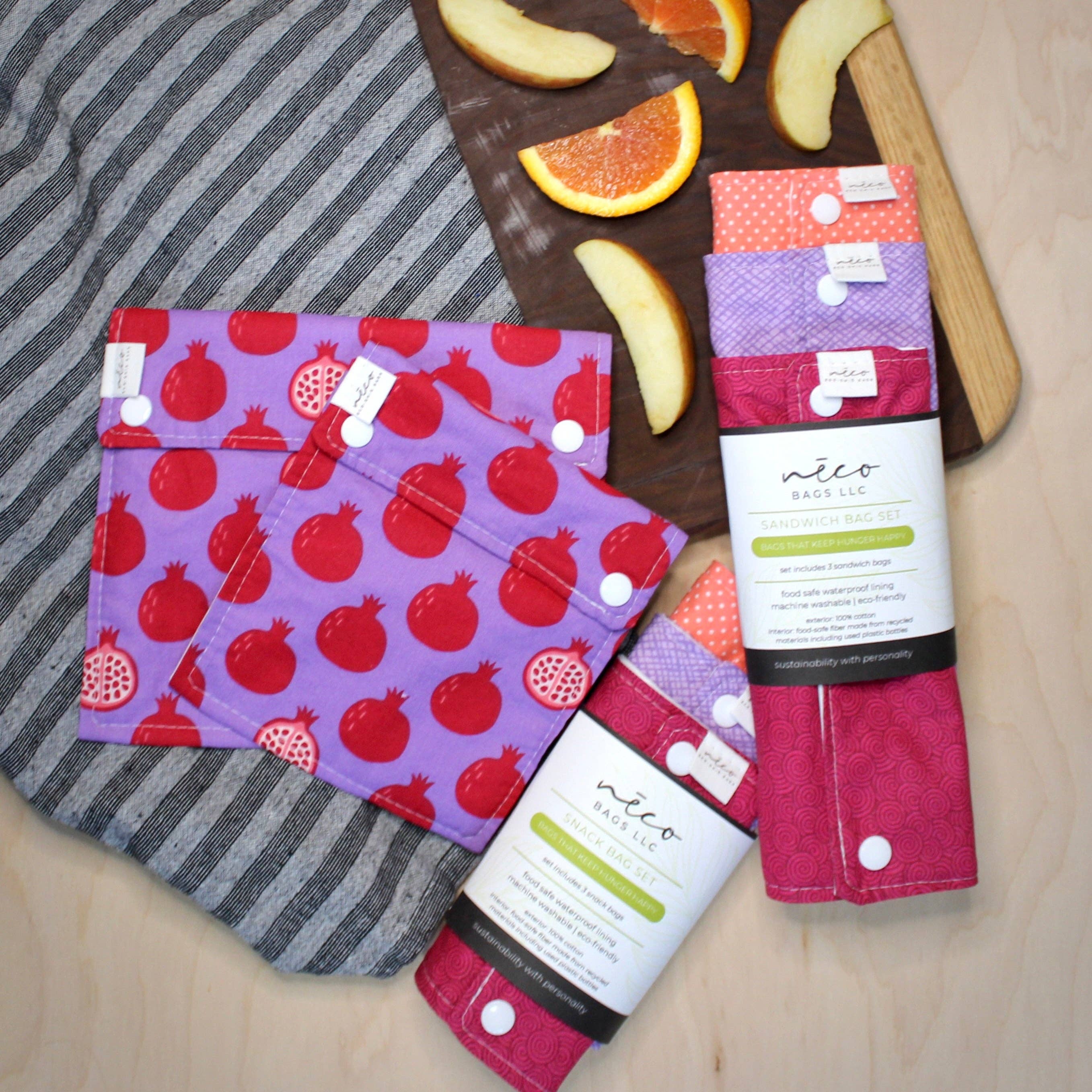 Food Bag Sets Picnic Snack & Sandwich Bags - Retro Petal Pop