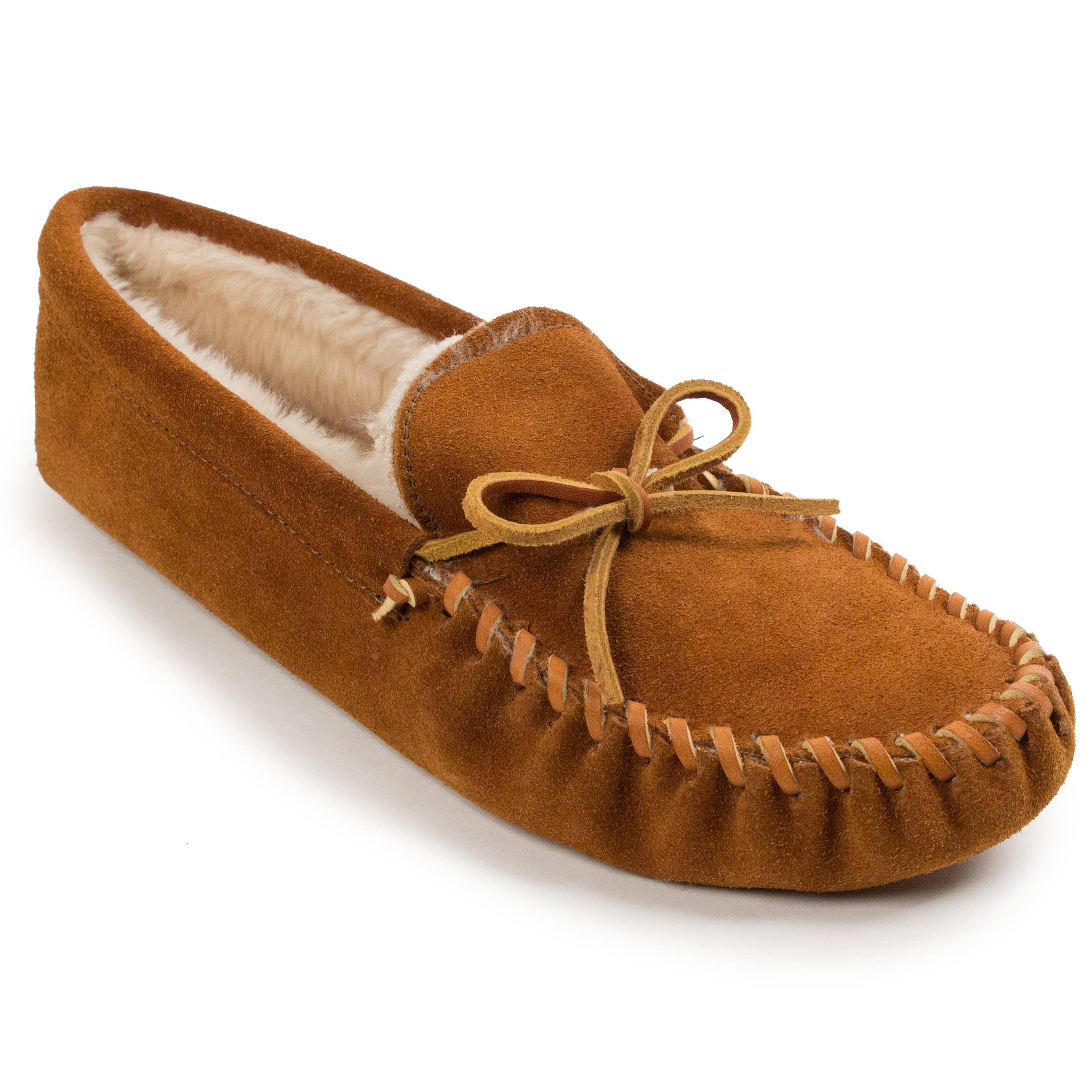 Men's Cozy Suede Faux Fur Lined Softsole Moccasin Slipper