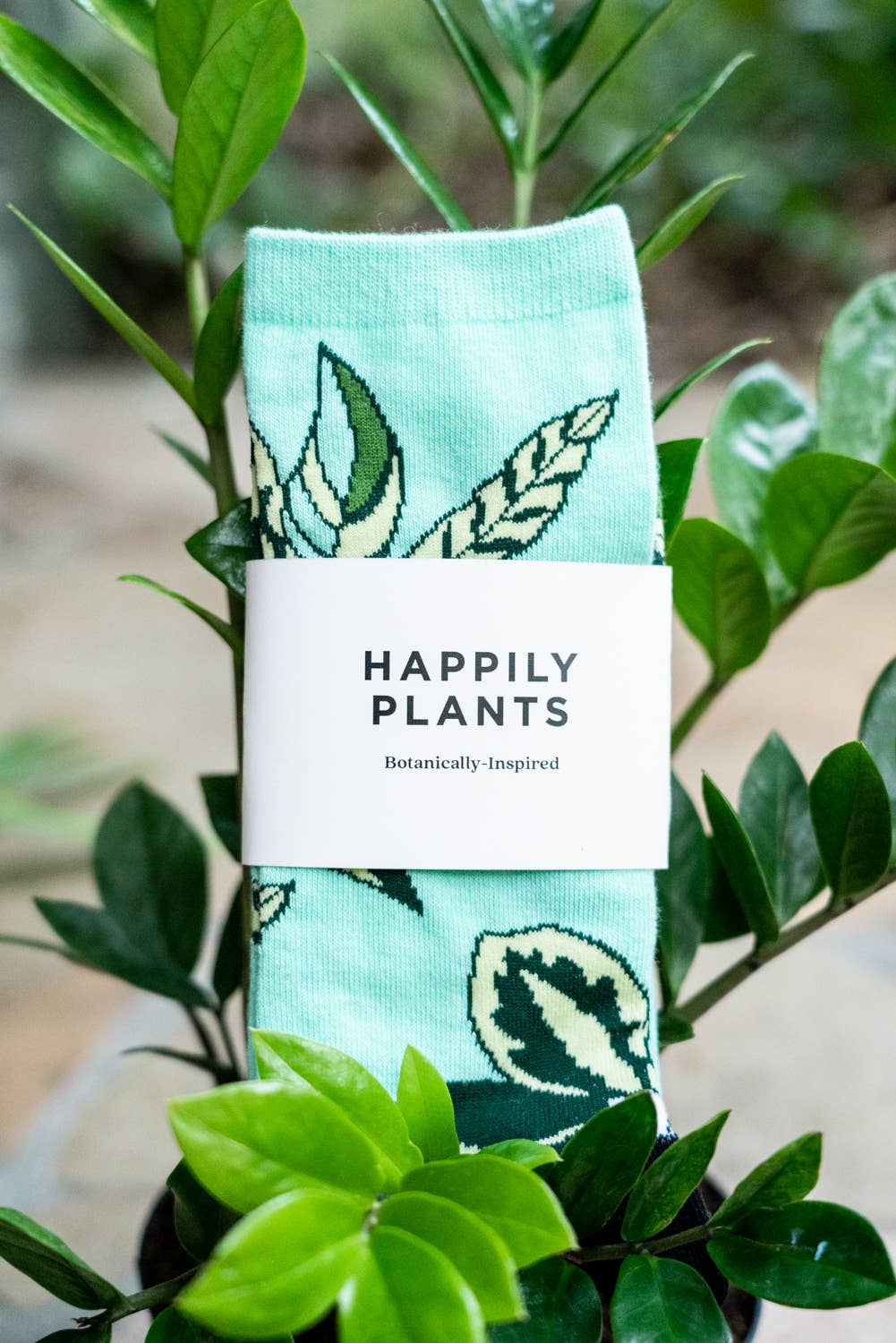 Teal Plant Mom Cotton Crew Socks, Plant Lover