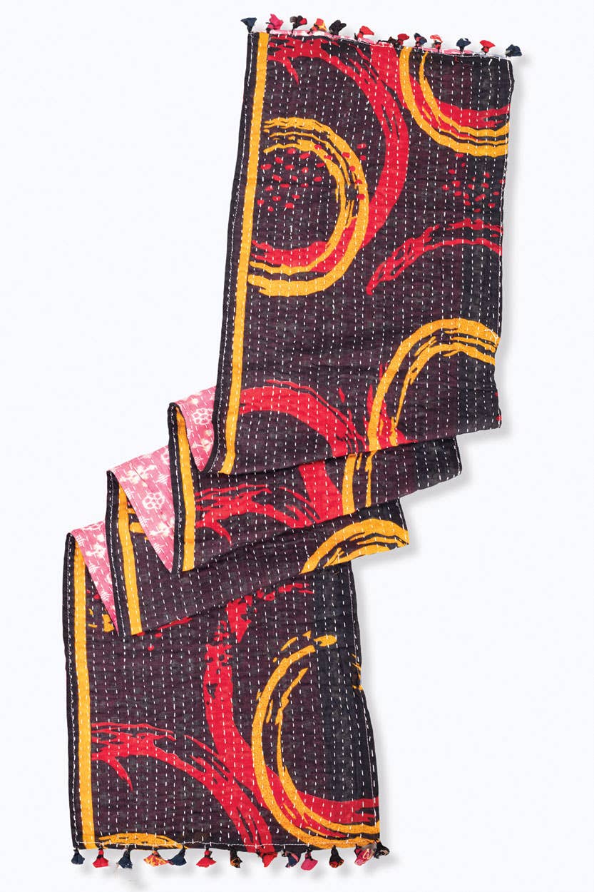Black Kantha Table Runner
