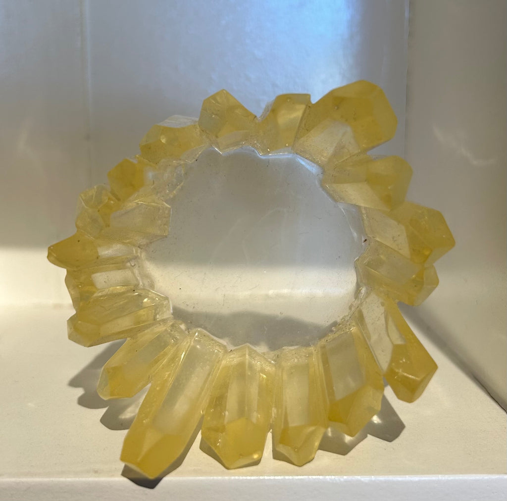 Crystal Quartz look Edge Tea Light Holder-Resin :2.5 D 2.25 H