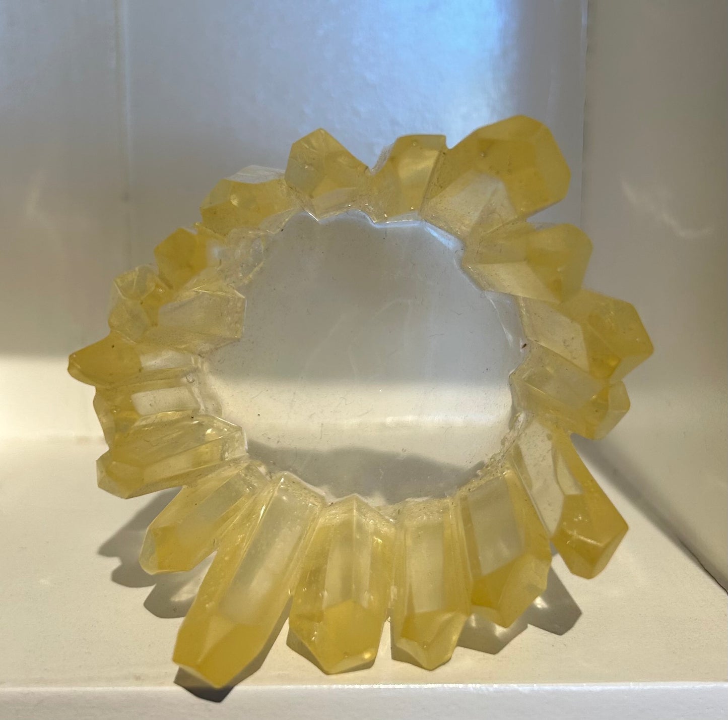 Crystal Quartz look Edge Tea Light Holder-Resin :2.5 D 2.25 H