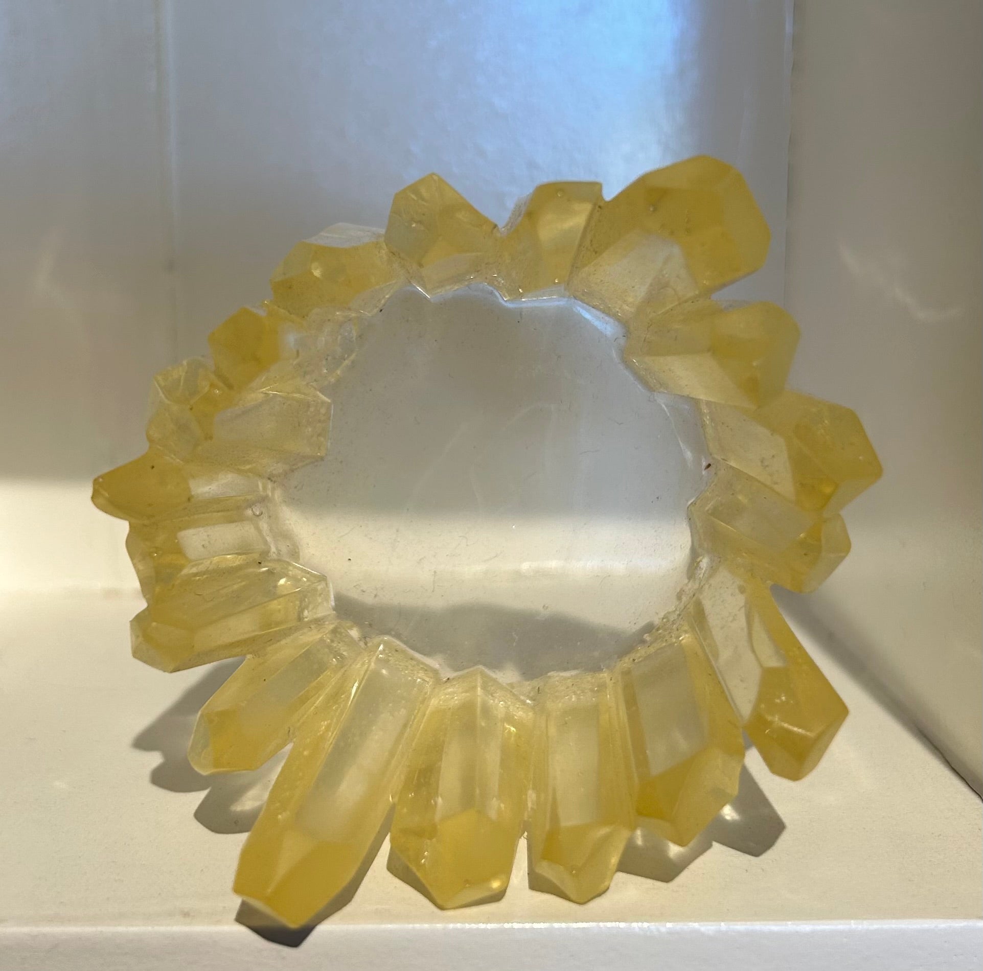 Crystal Quartz look Edge Tea Light Holder-Resin :2.5 D 2.25 H