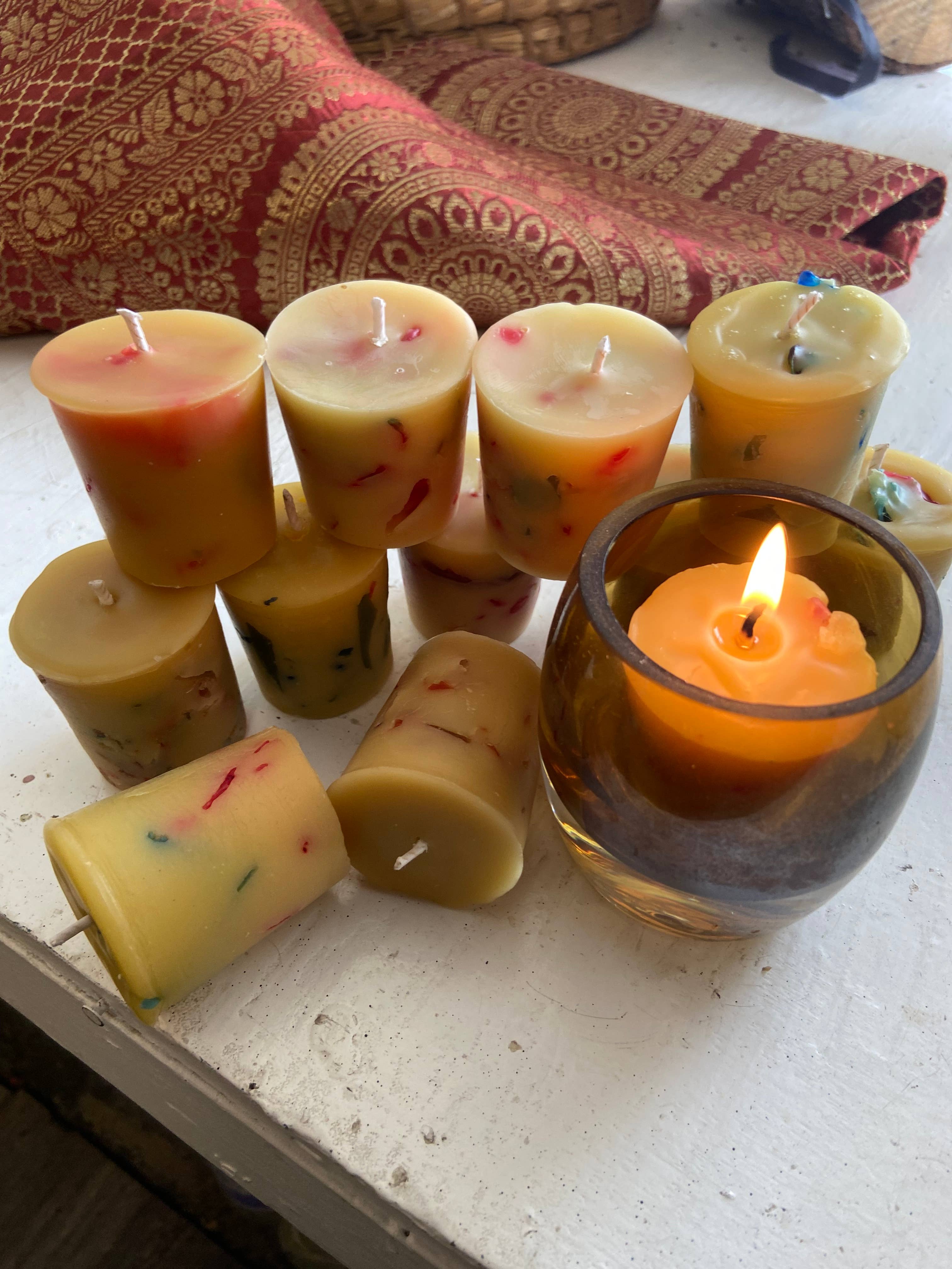 Rainbow Beeswax Votives!