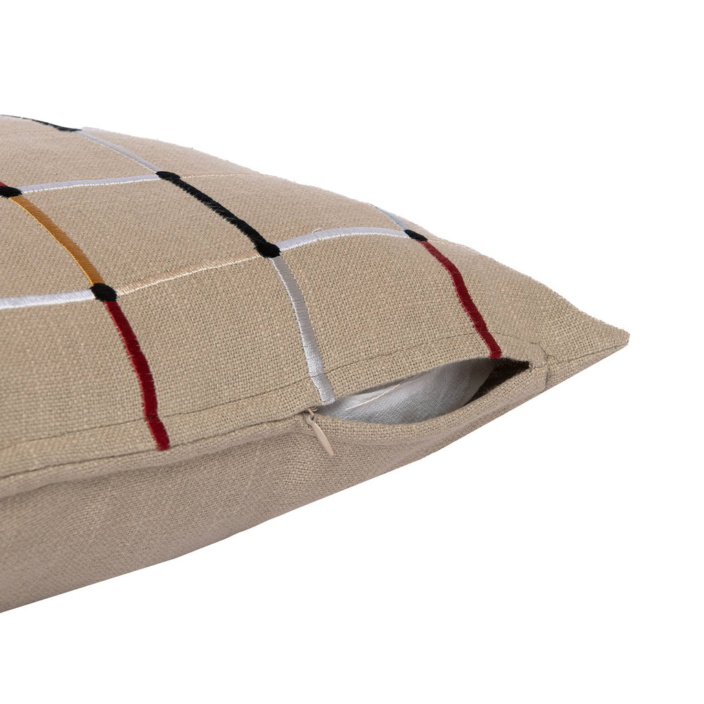 Contemporary Checkered Hand-Woven Throw Pillow