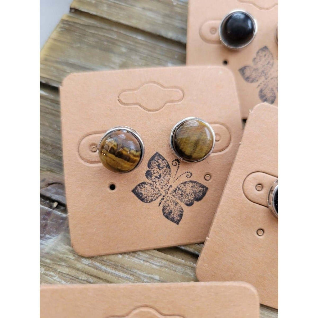 Stud Earrings, with Brass Findings, Half Round, Crystal Stud