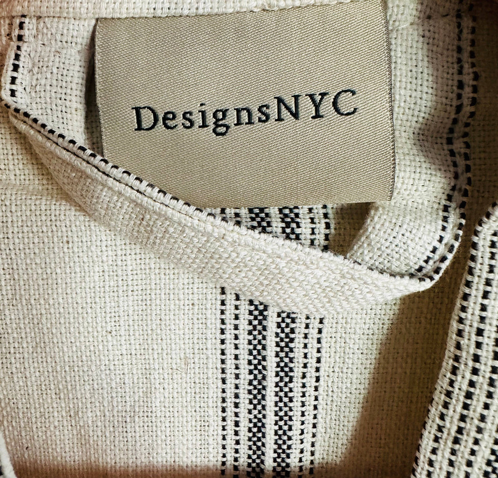 Handwoven striped pattern short bathrobe, loungewear, Gray