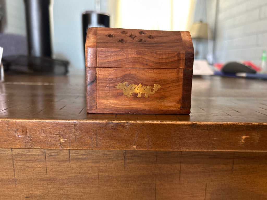 Wooden Coffin Box Small 3", Incense Burner, Altar Cone Incense Burner