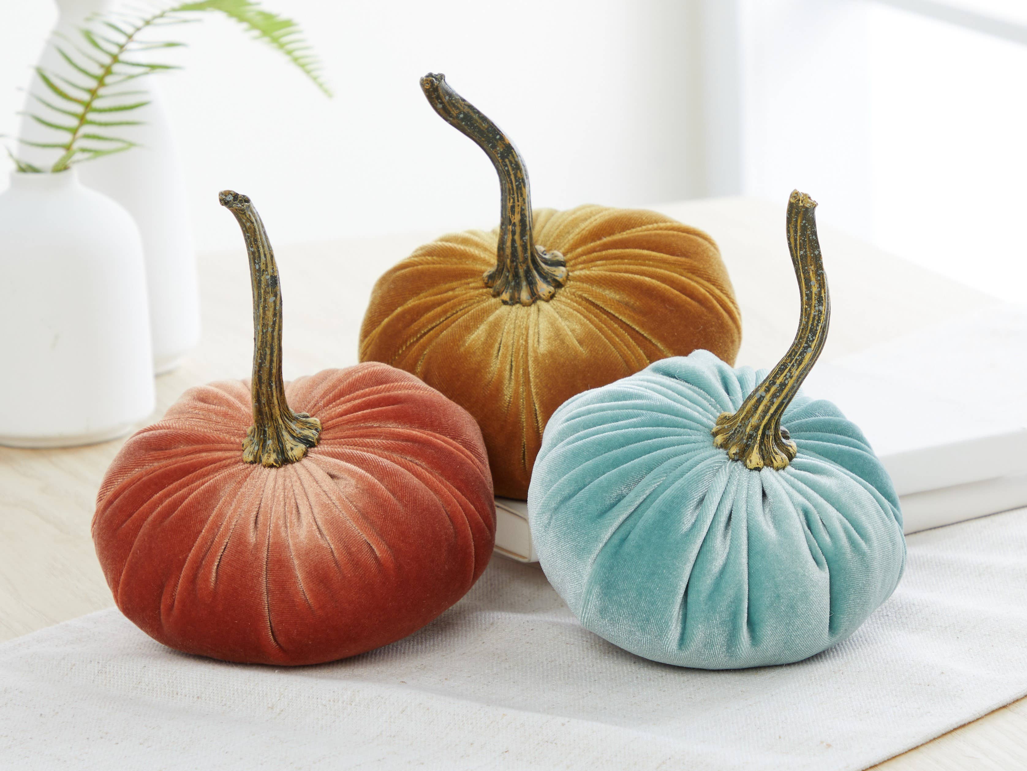 Pumpkin Small  Velvet Fall Decor Gift for New Apartment Best