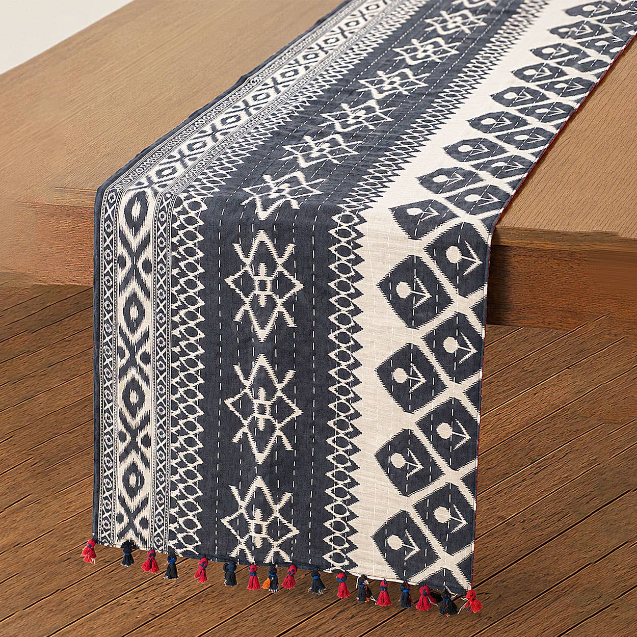 Black Kantha Table Runner