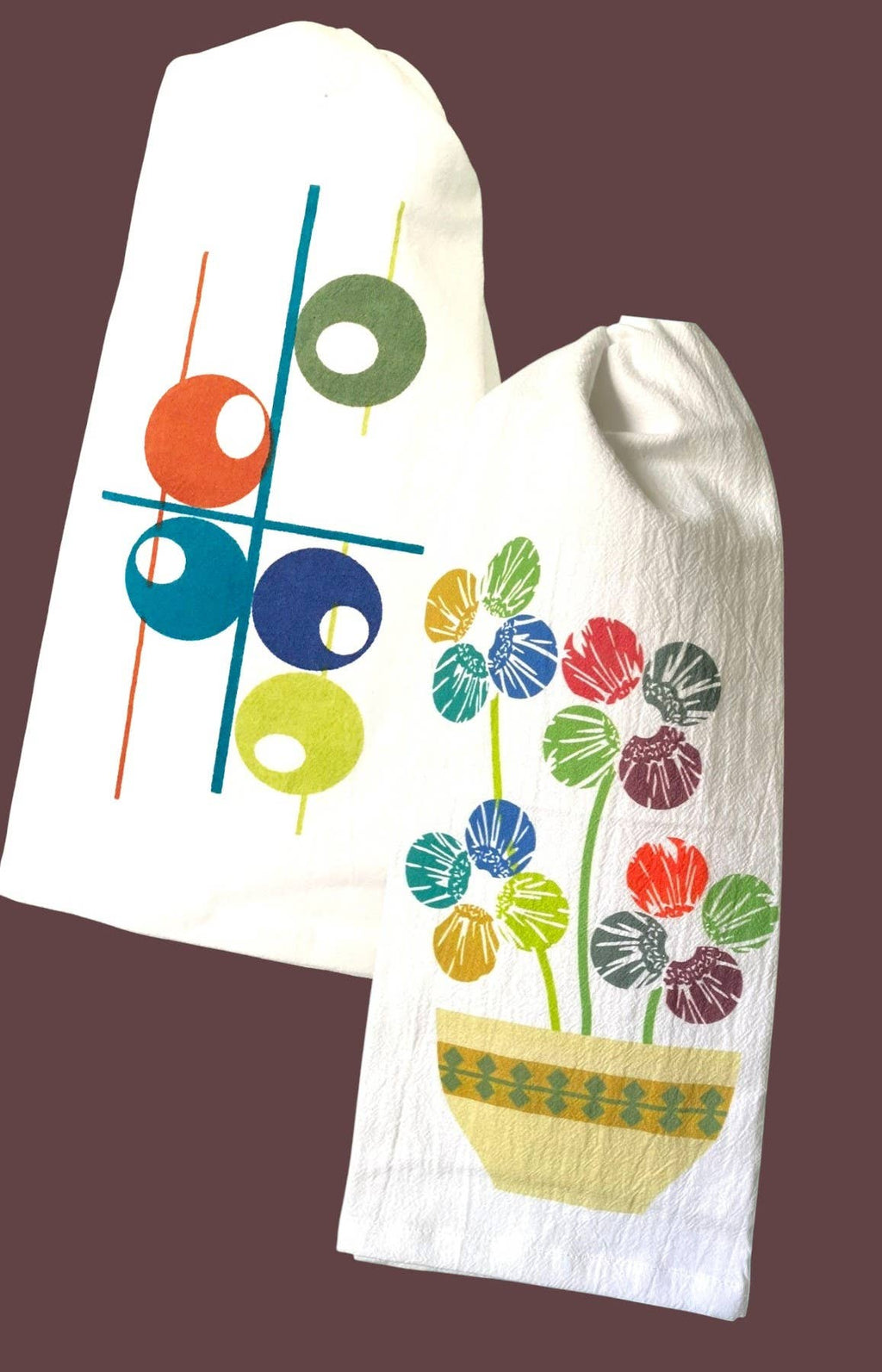 Atomic Circles Mid-Century Flour Sack Tea Towel