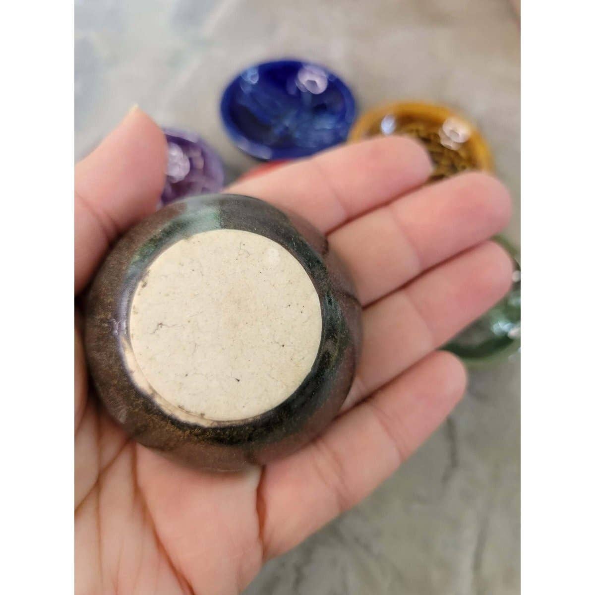 Handmade Ceramic Incense Burner Bowls Embossed Assorted