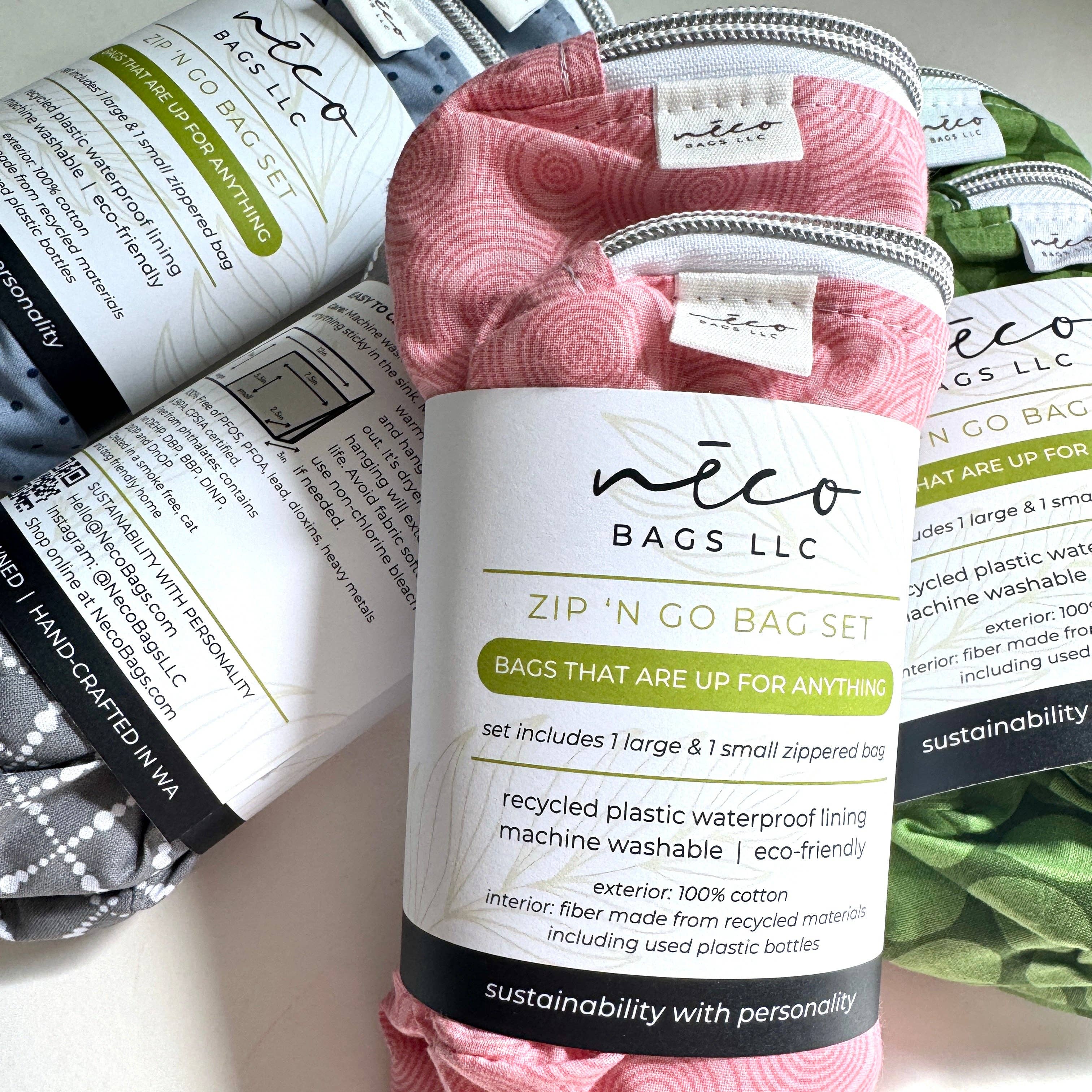 Travel Cosmetic Sustainable Zip 'n Go Bags — Fairy Garden