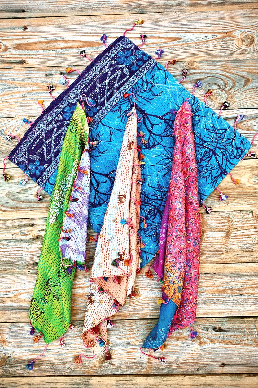 Silk Kantha Square Scarves