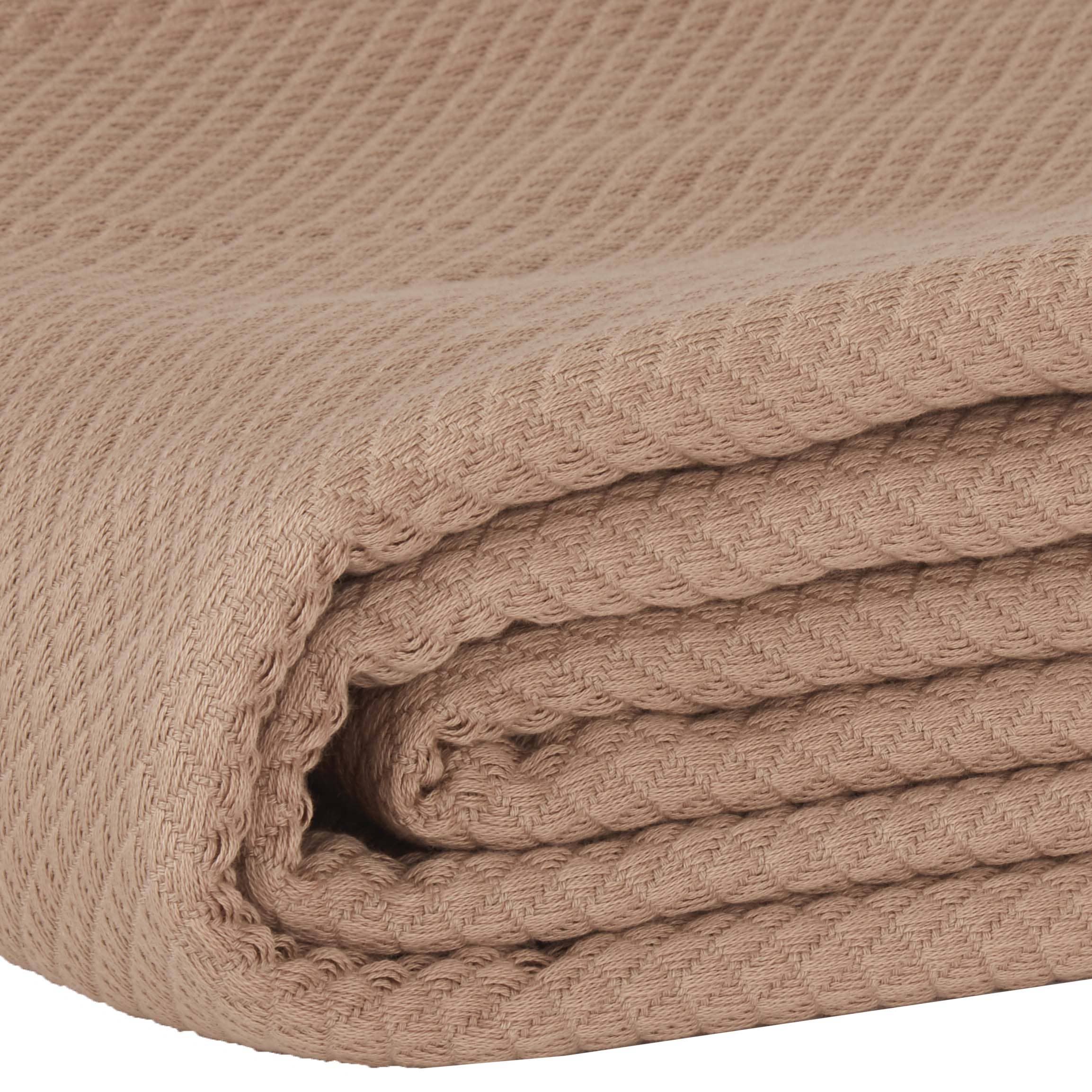 Serenity Tan King Cotton Woven Blanket 90x108