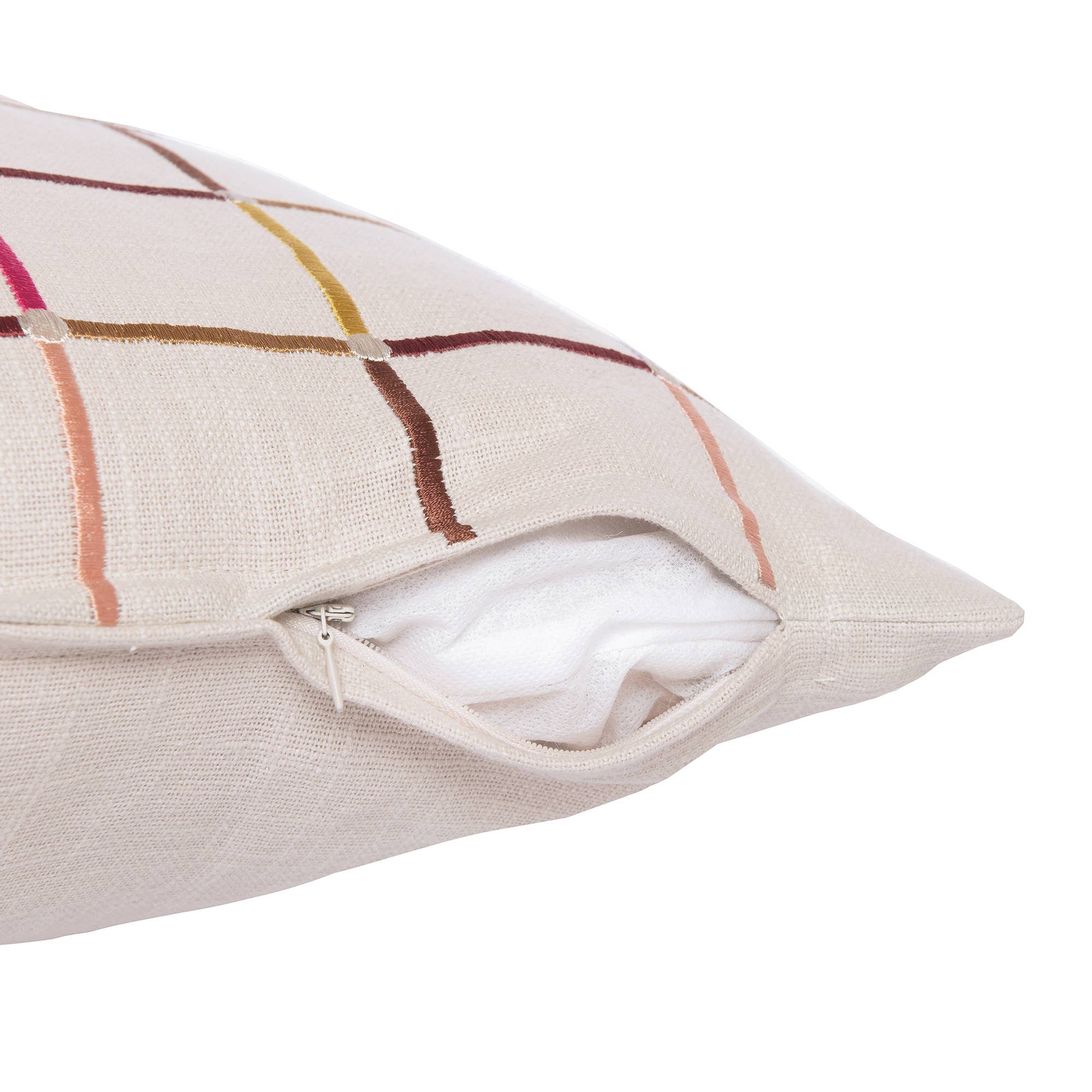 Contemporary Checkered Hand-Woven Throw Pillow