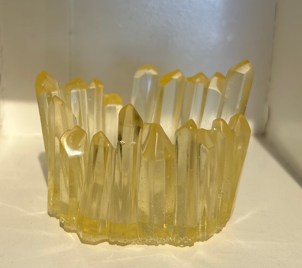 Crystal Quartz look Edge Tea Light Holder-Resin :2.5 D 2.25 H