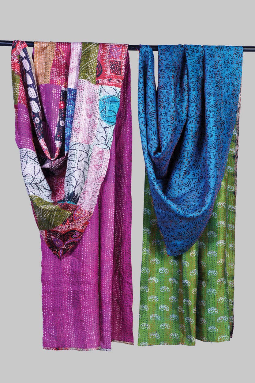 Silk Sari Kantha Throws